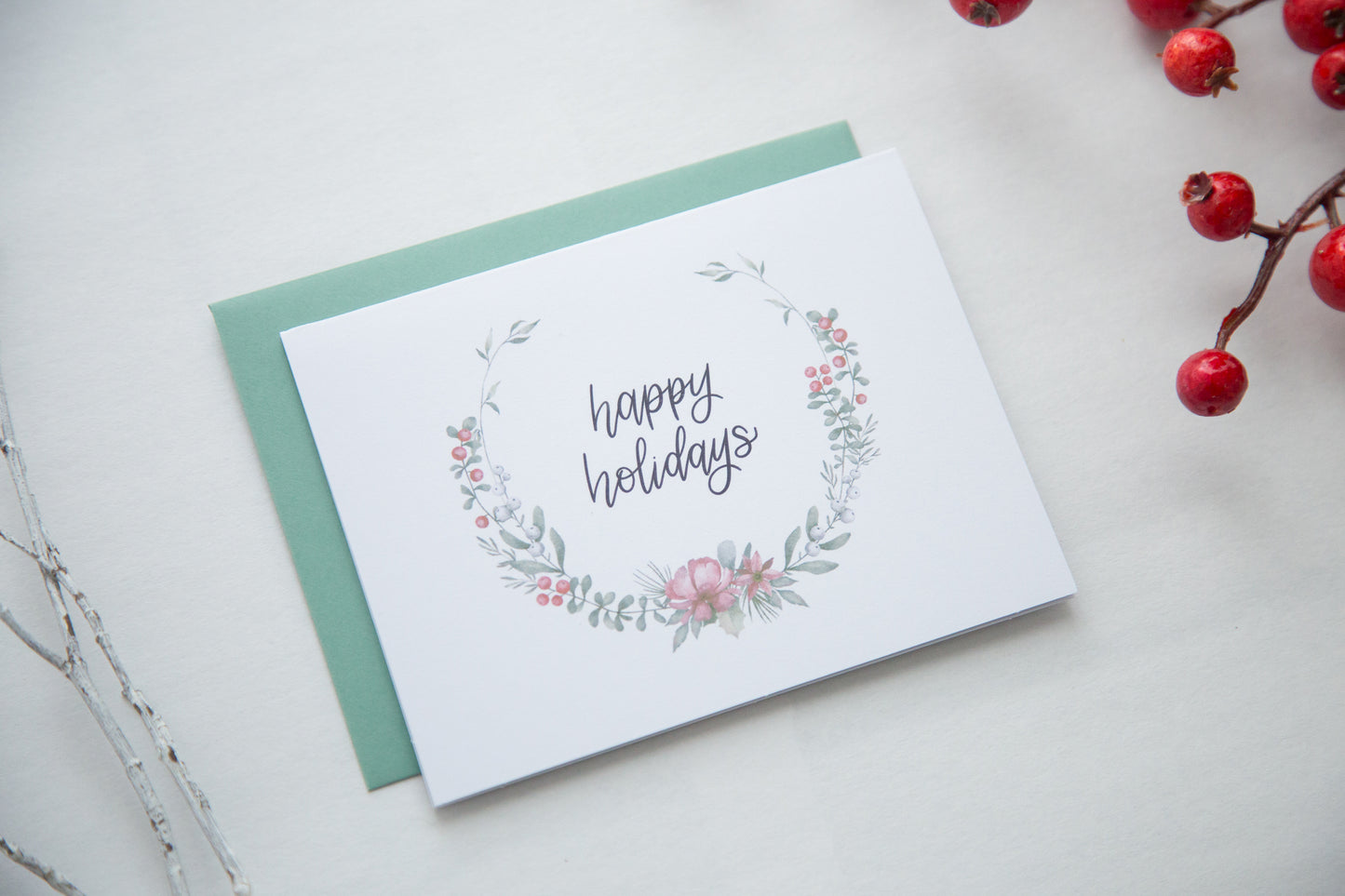 Happy Holidays Floral Card