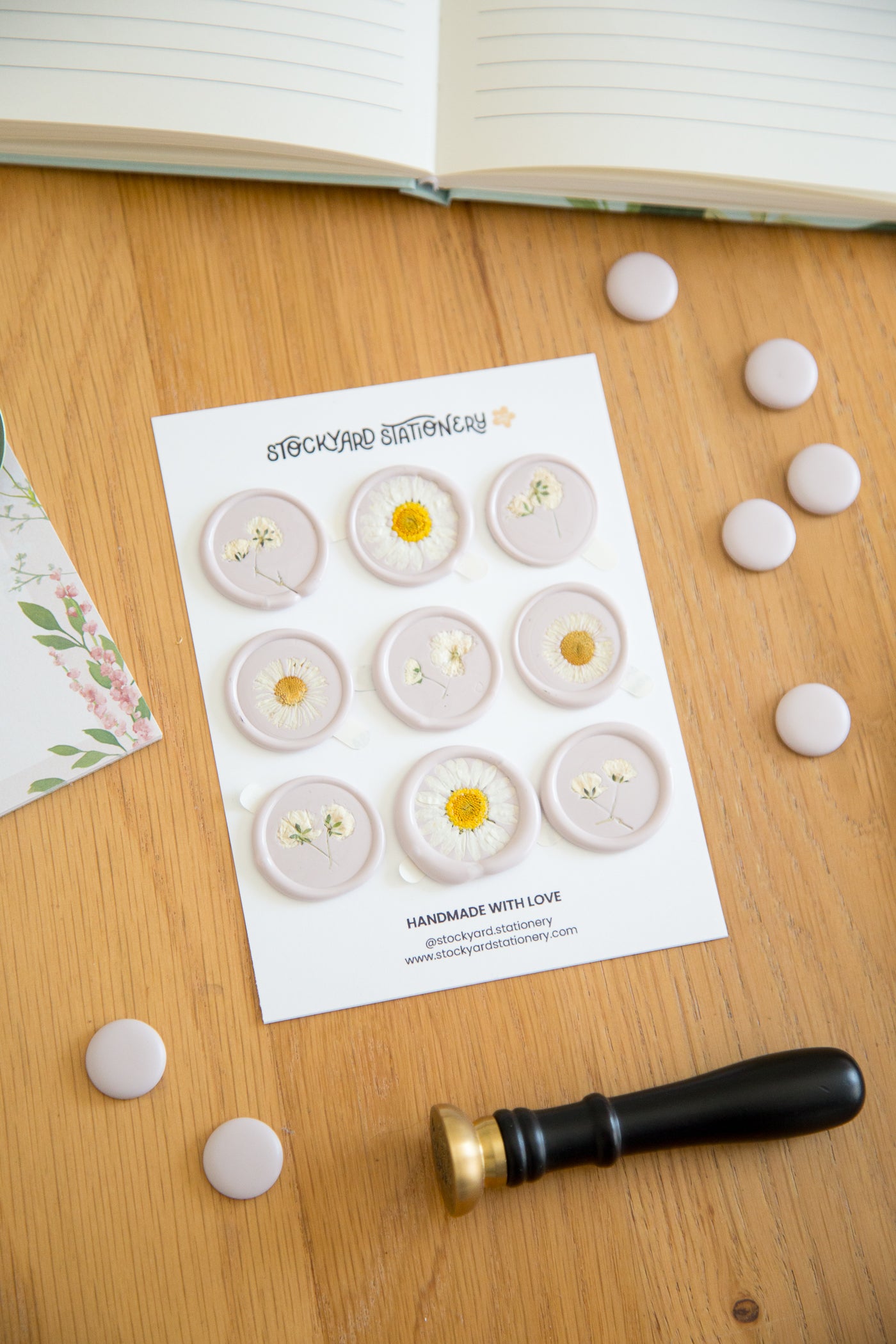 Set of 9 Dried Floral Wax Seals