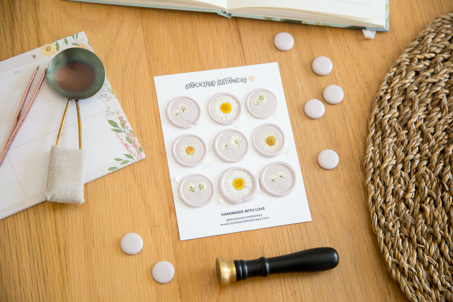 Set of 9 Dried Floral Wax Seals