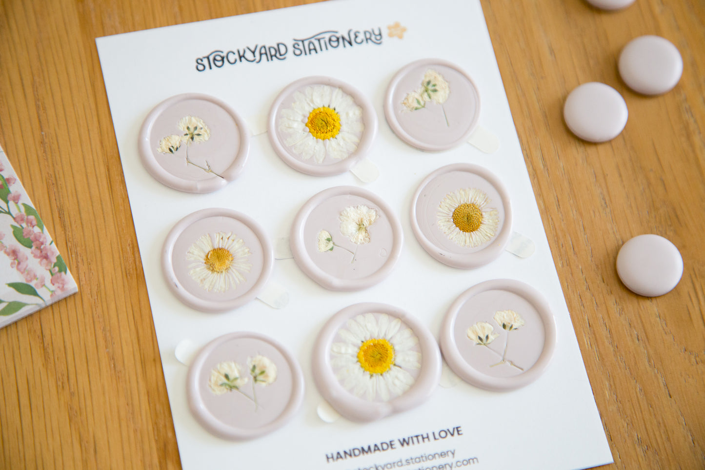 Set of 9 Dried Floral Wax Seals
