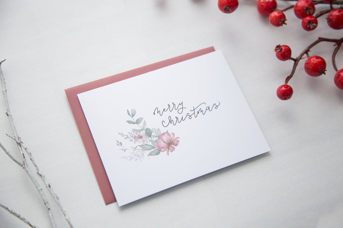 Merry Christmas Floral Card