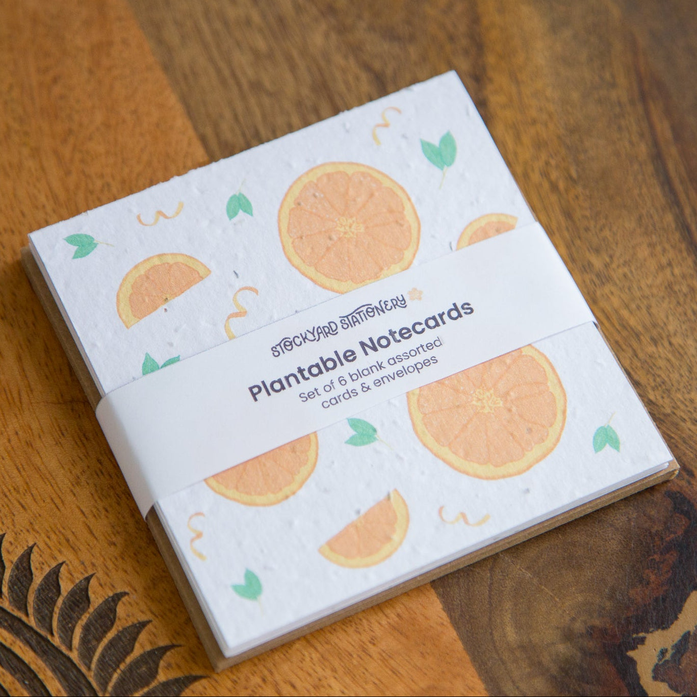 Set of 6 Fruit Themed Seed Paper Notecards