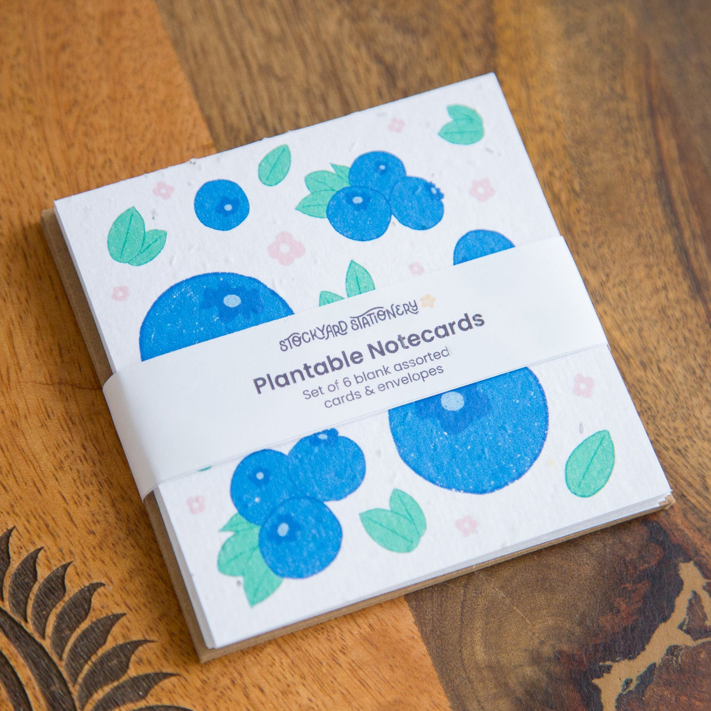 Set of 6 Fruit Themed Seed Paper Notecards