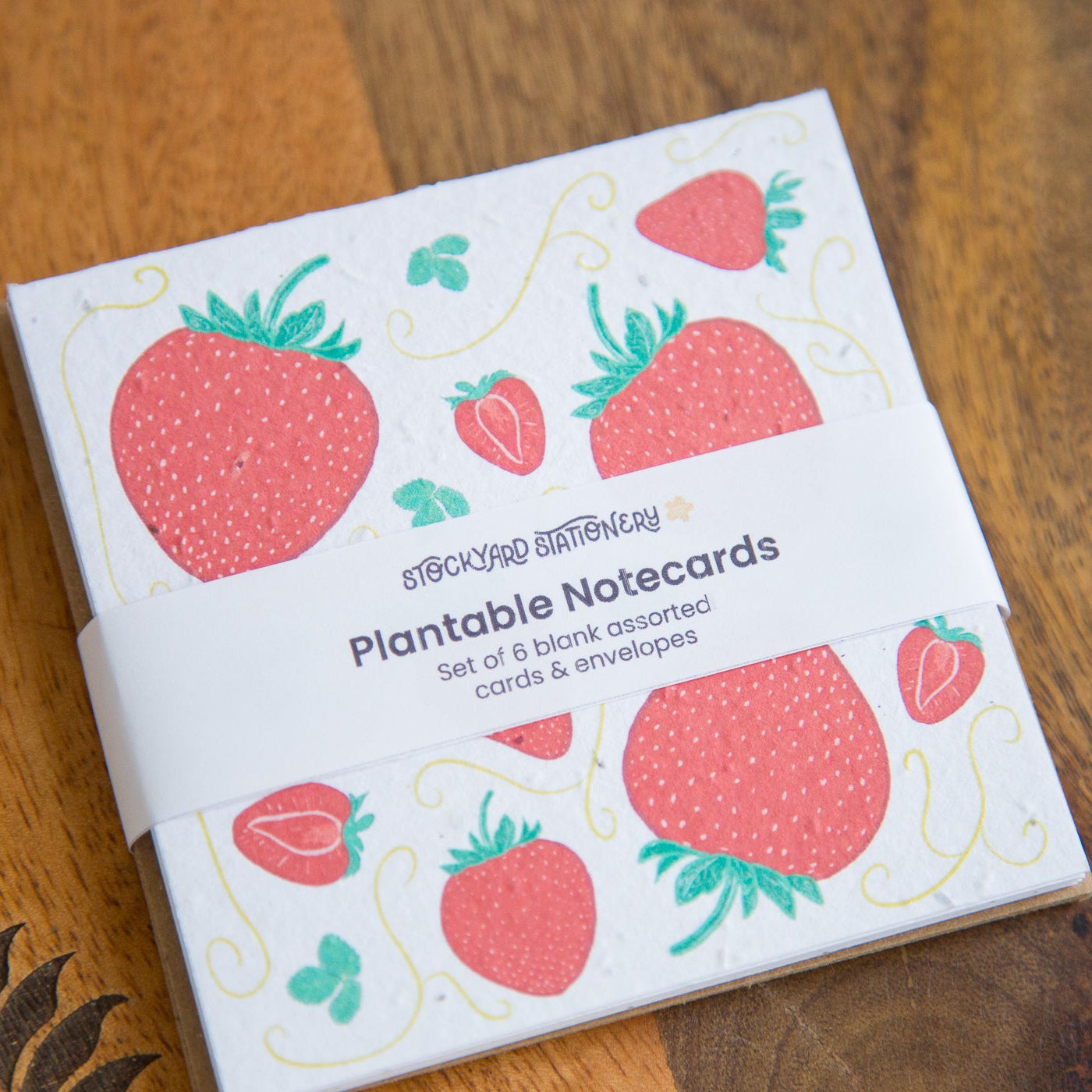 Set of 6 Fruit Themed Seed Paper Notecards