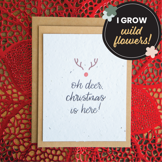Oh Deer Christmas is Here Plantable Card