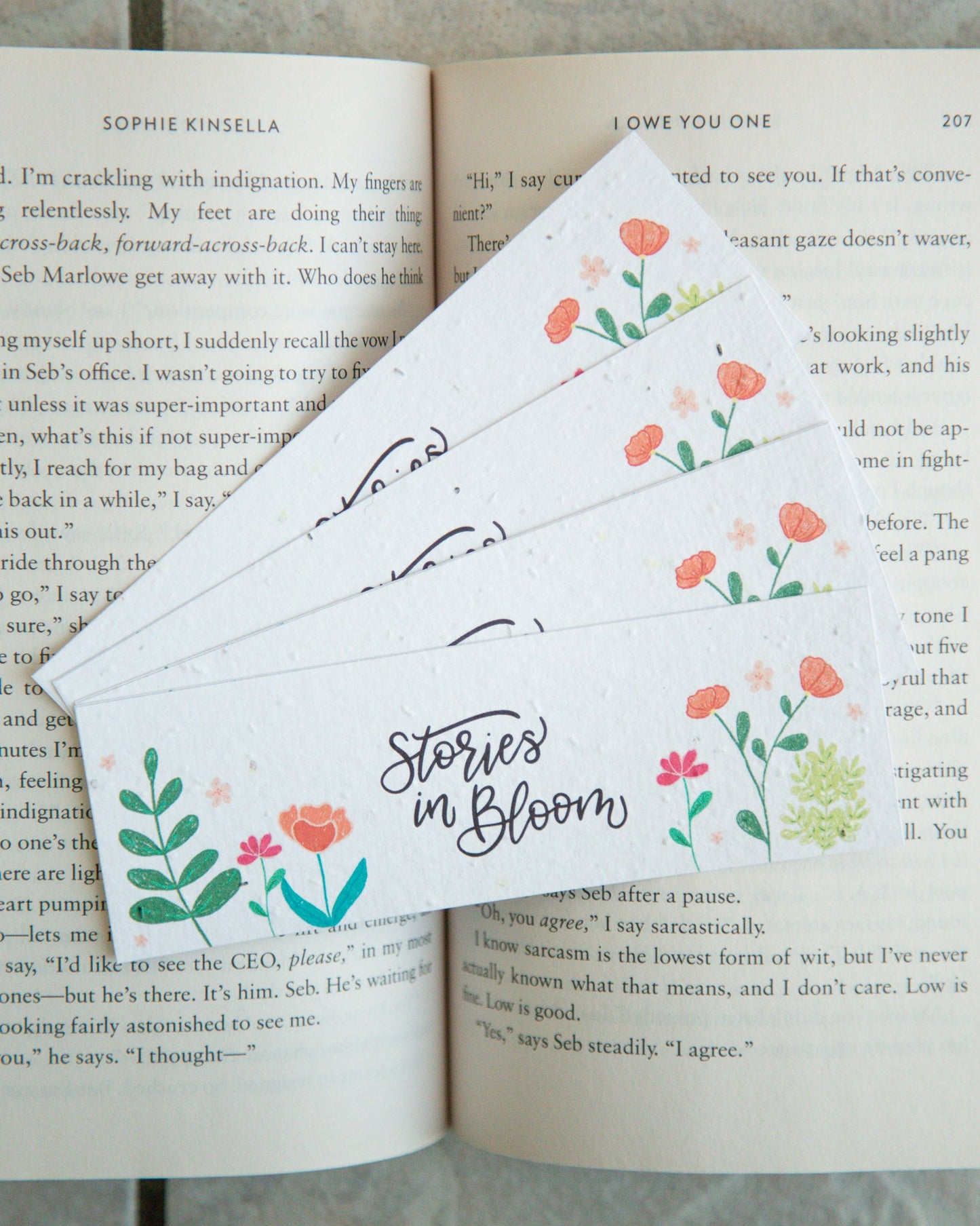 "Stories in Bloom" Floral Plantable Bookmark