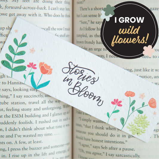 "Stories in Bloom" Floral Plantable Bookmark